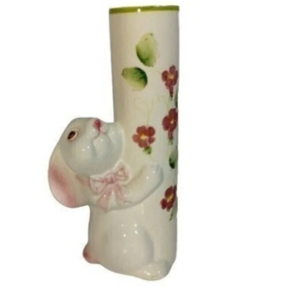 Vintage FTD Bunny Vase‎ Easter 1984 Ceramic Rabbit Floral Figurine